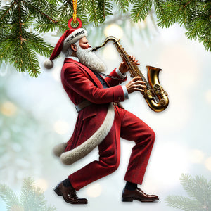 Santa Saxophone Christmas Ornament, Personalized Ornament