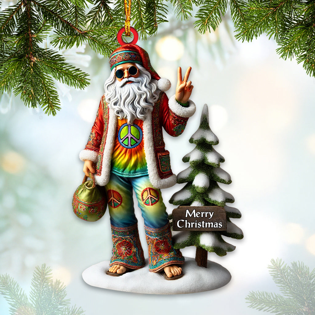 Santa Wearing Hippie Christmas Ornament, Personalized Ornament