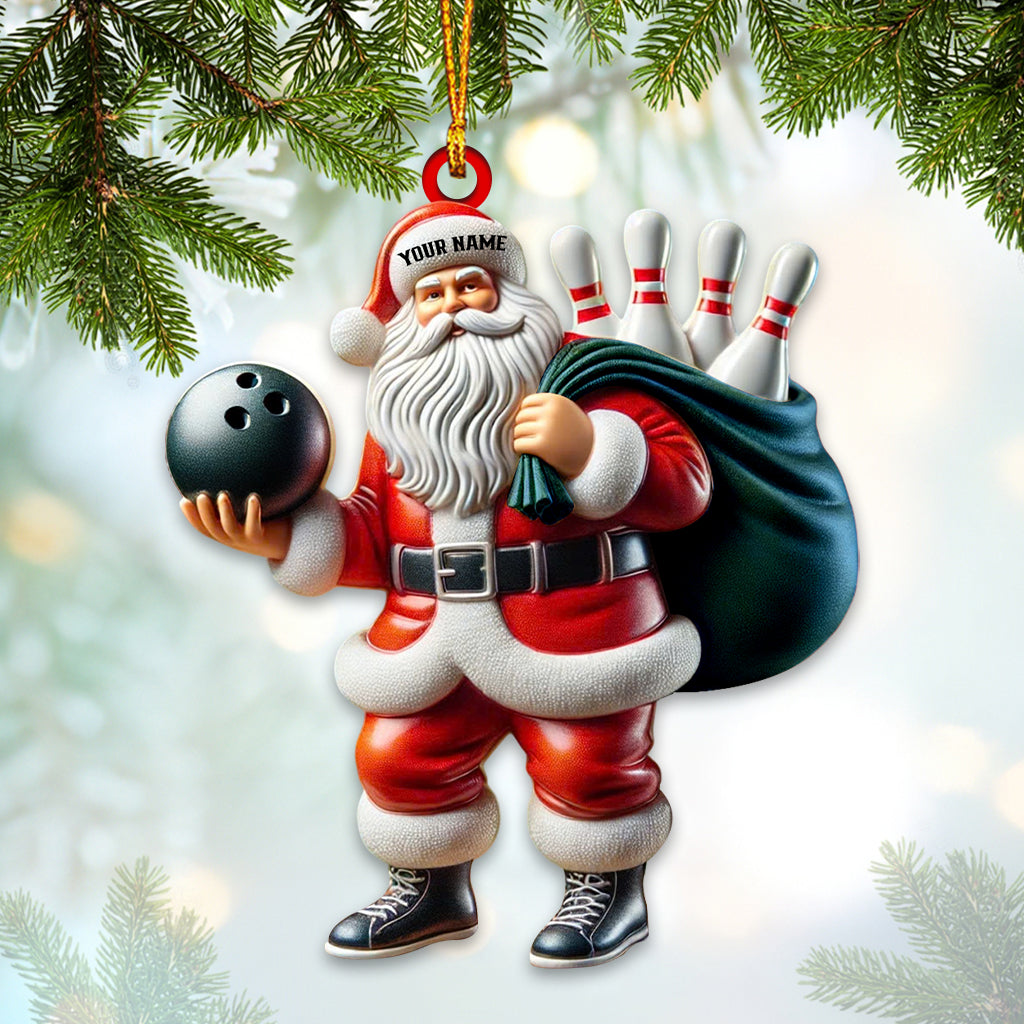 Bowling Santa Christmas Home Decor Christmas Ornament, Personalized Ornament