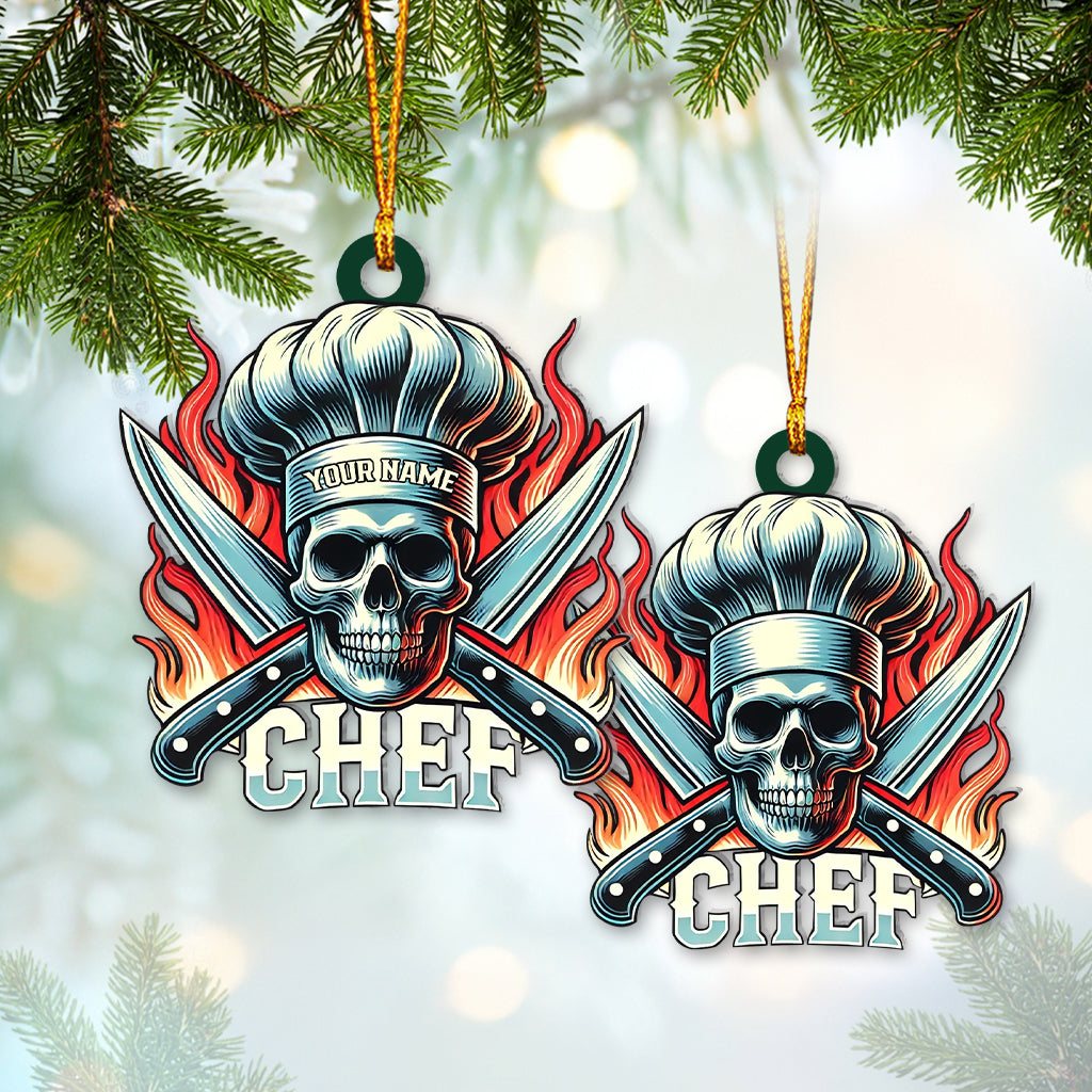 Custom Name Ornament, Skull Chef