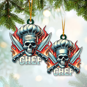 Custom Name Ornament, Skull Chef