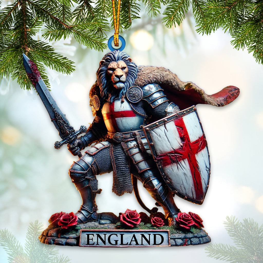 England Lion Warrior Ornament, Personalized Ornament