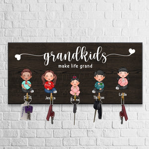 Grandkids Make Life Grand - Custom Appearances And Names - Personalized Key Hanger, Key Holder -Gift For Family