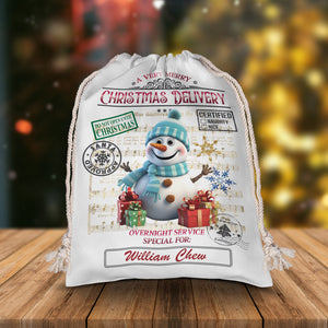 A Very Merry Christmas Delivery Overnight Service - Personalized String Bag, Christmas Gift, Gift For Family