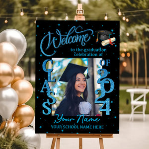 Welcome Graduation Party 2024 Custom Party Welcome Sign - Custom Photo Grad Party Sign - Personalized Graduation Decoration - Graduation Sign