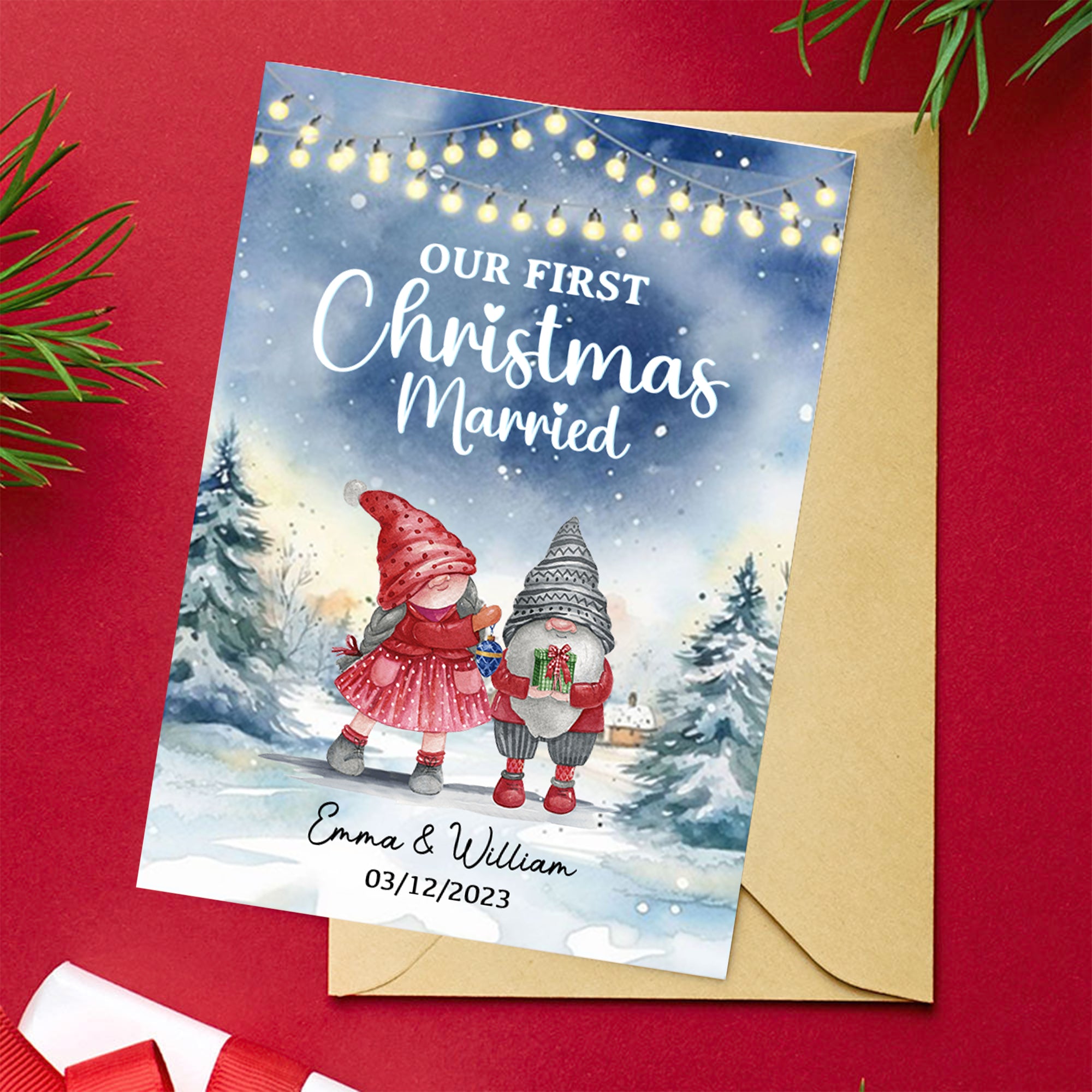 Our First Christmas As A Couple, Custom Appearances And Names - Personalized Christmas Card, Christmas Gift