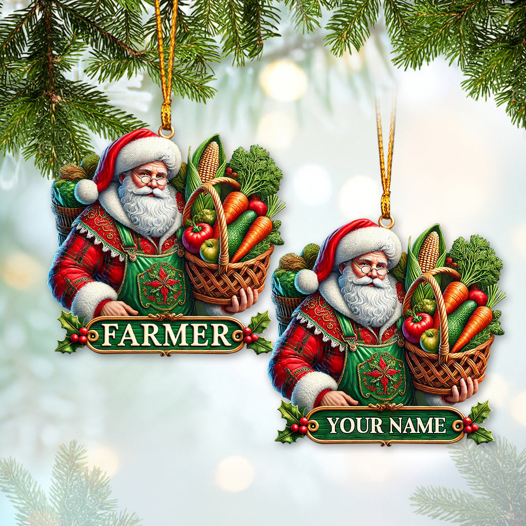 Custom Name Ornament, Santa Farmer