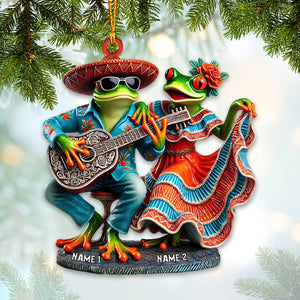 A Couple Mexican Frog Home Decor Christmas Ornament, Personalized Ornament