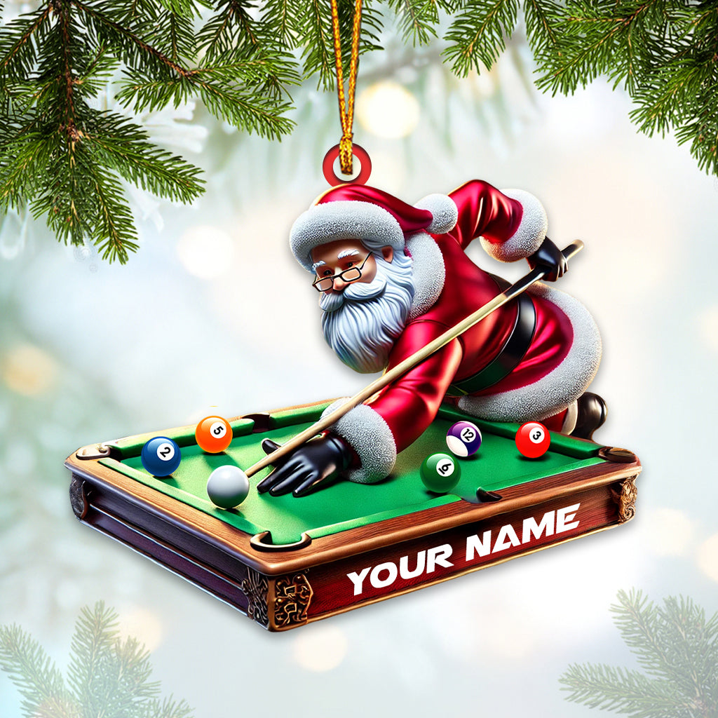 Custom Billiard And Santa Ornament, Personalized Ornament