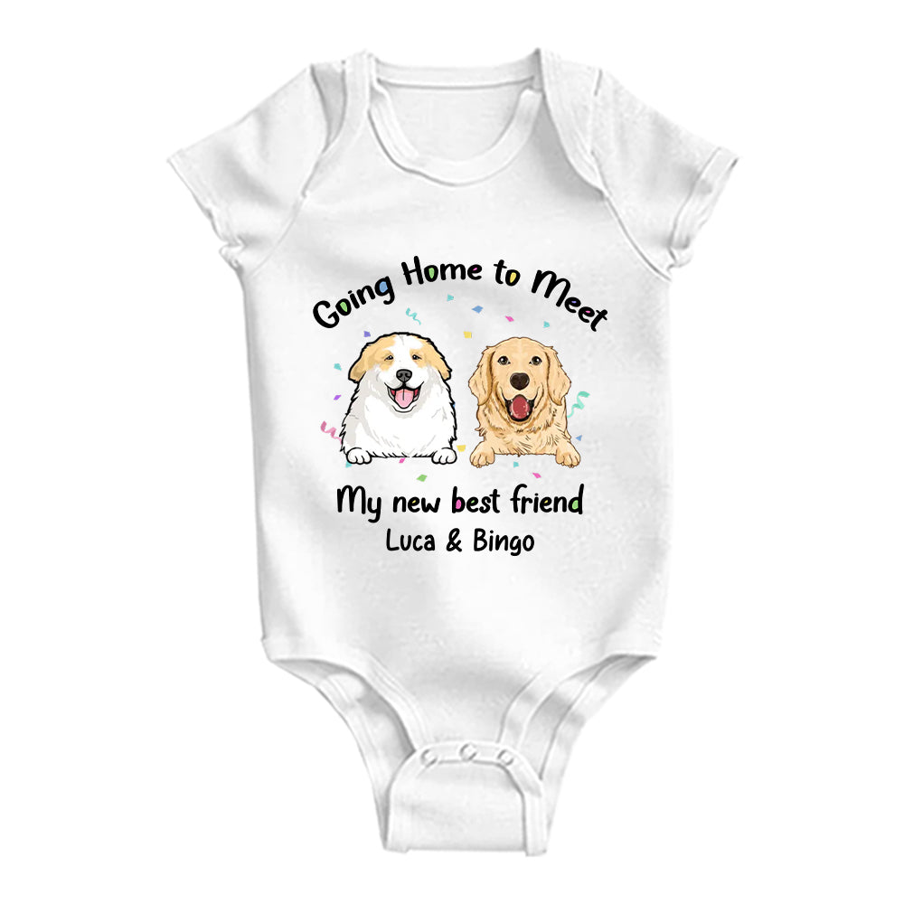 Going Home To Meet My New Best Friend - Custom Pet And Name - Personalized Baby Onesie - Gift For Pet Lover