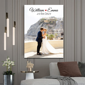 Wedding Canvas, Personalized Photo, Name And Date Canvas, Gift For Family, Gift For Couple, Home Decor