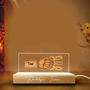 Dad And Kid, Father's Day, Custom Skin Color And Texts, Personalized Acrylic LED Light