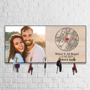 Family Photo Key Hanger - Custom Photo, Background And Texts - Personalized Key Hanger, Key Holder -Gift For Family