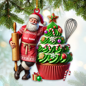 Santa Makes Cakes Christmas Ornament, Personalized Ornament