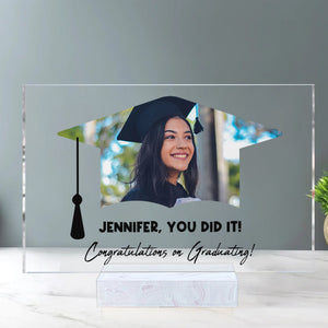 Congratulations On Graduating, Custom Photo And Text - Personalized Acrylic Plaque