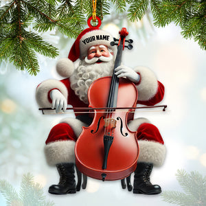 Upright Bass Santa Home Decor Christmas Ornament, Personalized Ornament