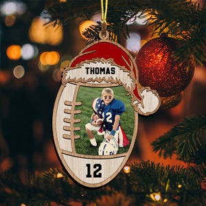 American Football, Gridiron Football Lover - Custom Photo And Name, Personalized Acrylic Ornament - Family Gift