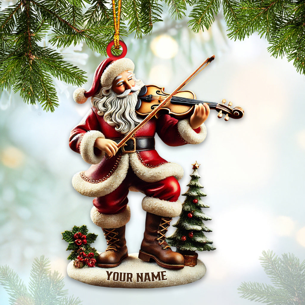 Santa Violin Christmas Ornament, Personalized Ornament