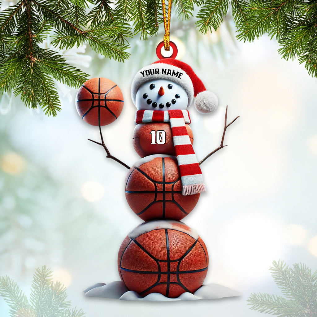 Basketball Snowman Christmas Ornament, Personalized Ornament