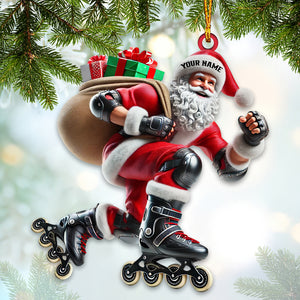 Santa Inline Skate Skating Home Decor Christmas Ornament, Personalized Ornament