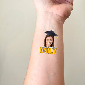 Congrats, Custom Temporary Tattoo With Personalized Photo And Name, Fake Tattoo, Graduation Gift