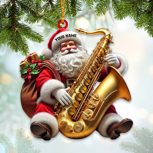 Saxophone Santa Home Decor Christmas Ornament, Personalized Ornament