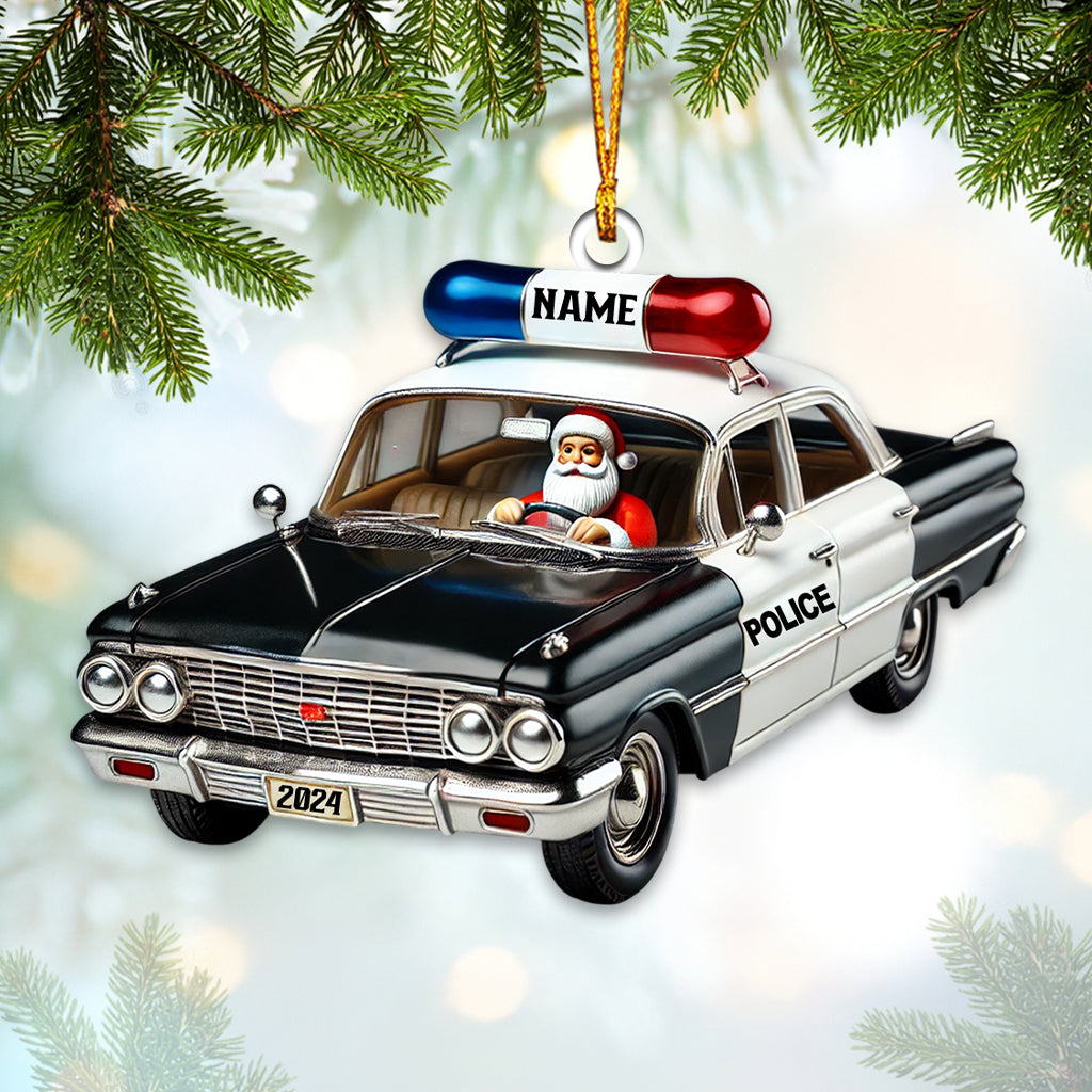 Santa Driver Police Car Christmas Ornament, Personalized Ornament