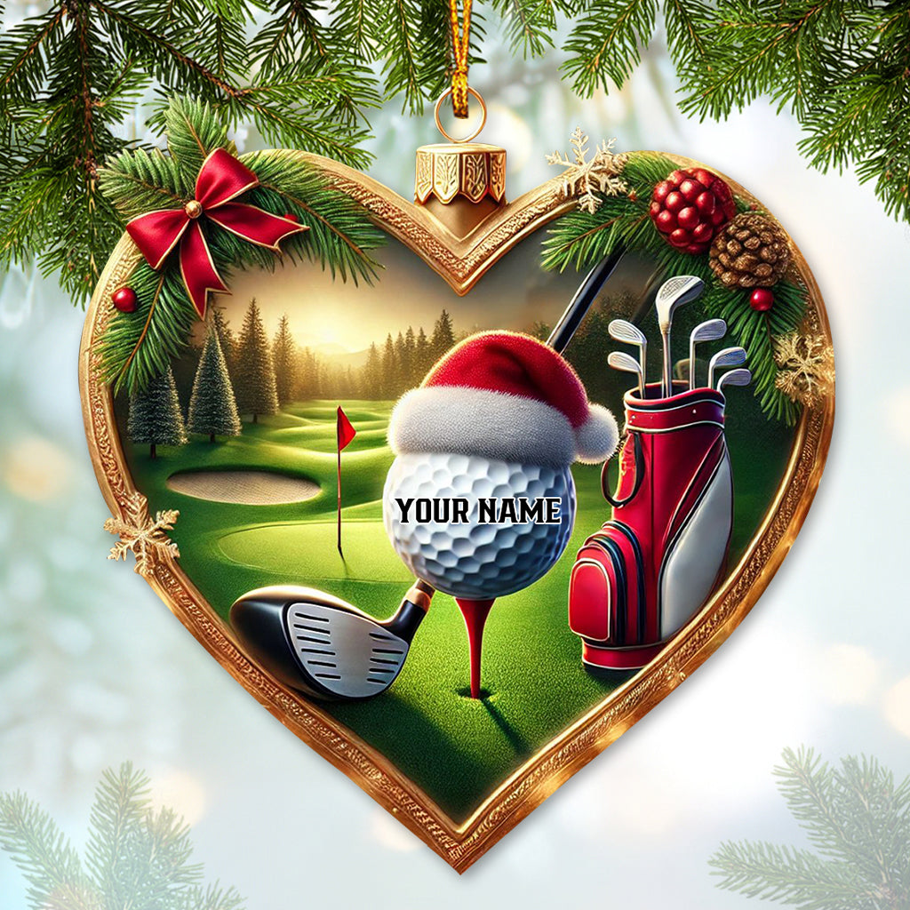 Custom Ornament, The Heart Of Golf Ball Ornament, Christmas Decor