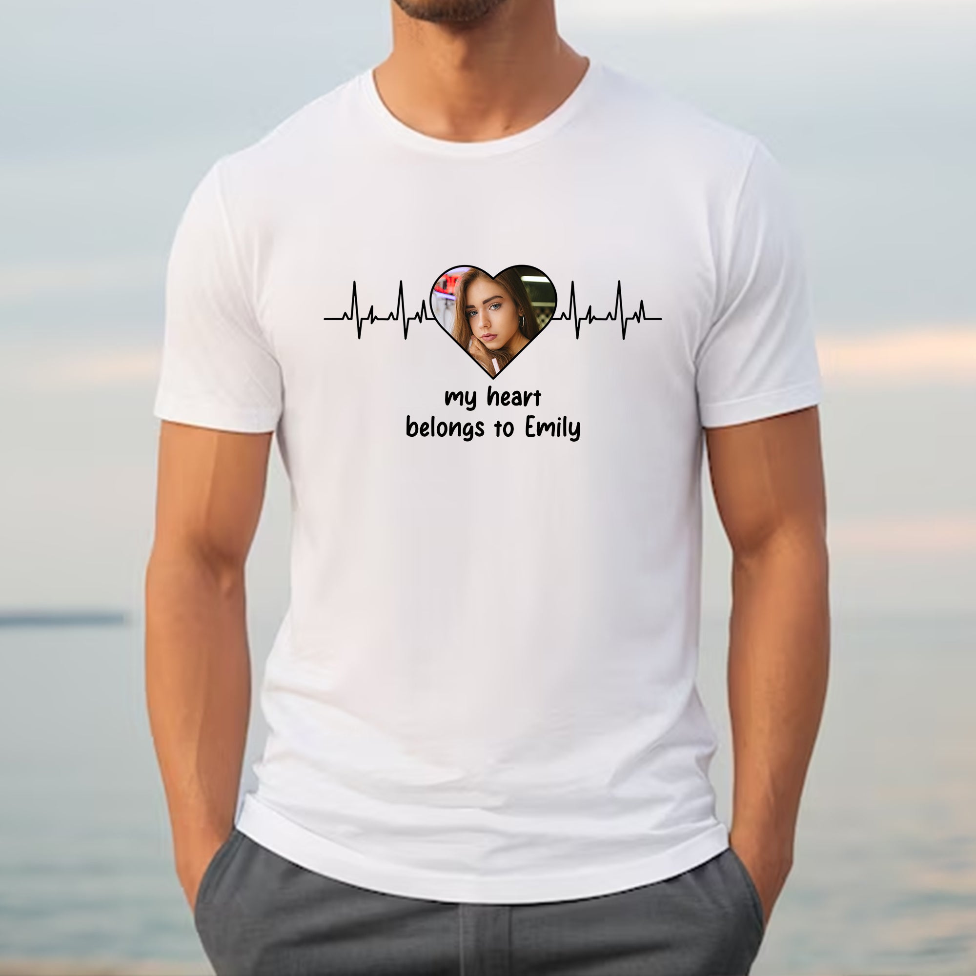 My Heart Belongs To - CustomPhoto And Name - Gift For Lover - Personalized T-Shirt