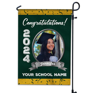 Congratulations 2024 - Custom Photo And Texts Graduation Flag, Gift For Graduation