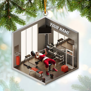 Santa Fitness Room Christmas Ornament, Personalized Ornament