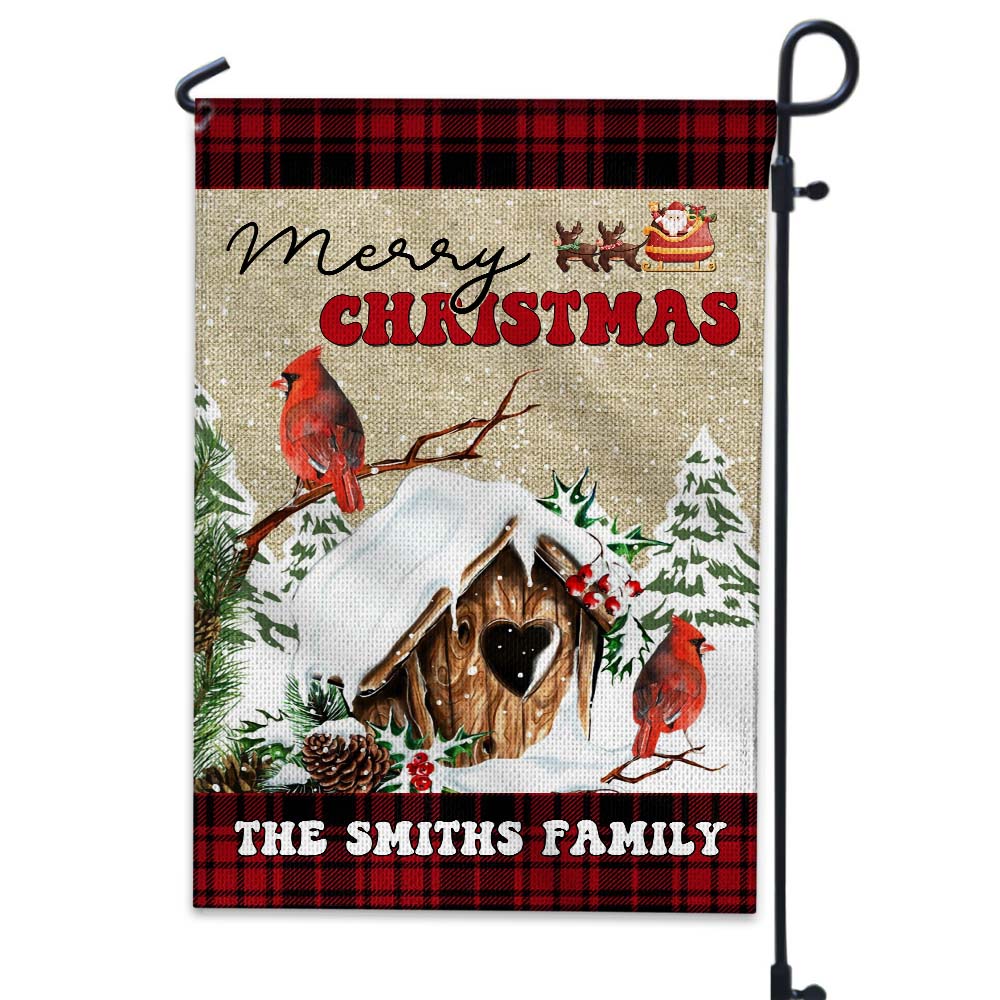 Merry Christmas House - Custom Family Name Flag - Christmas Gift, Gift For Family