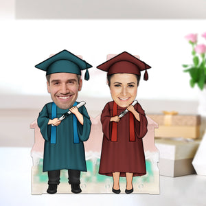 Graduate Couple, Custom Face Photo Funny Gift, Personalized Acrylic Wiggle Stand