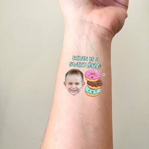 Happy Birthday Sweet One Party, Custom Face Photo And Texts Temporary Tattoo, Personalized Tattoo, Fake Tattoo