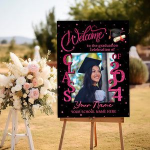 Welcome Graduation Party 2024 Custom Party Welcome Sign - Custom Photo Grad Party Sign - Personalized Graduation Decoration - Graduation Sign