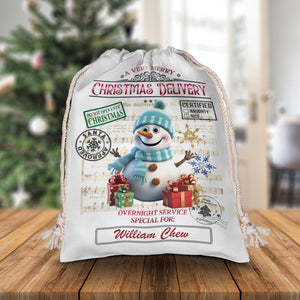 A Very Merry Christmas Delivery Overnight Service - Personalized String Bag, Christmas Gift, Gift For Family