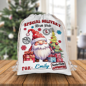 Christmas Special Delivery North Pole For Kid - Custom Name, Personalized String Bag, Christmas Gift