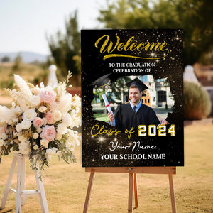 Welcome Class Of 2024 Custom Party Welcome Sign - Custom Photo Grad Party Sign - Personalized Graduation Decoration - Graduation Sign