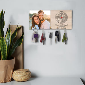 Family Photo Key Hanger - Custom Photo, Background And Texts - Personalized Key Hanger, Key Holder -Gift For Family