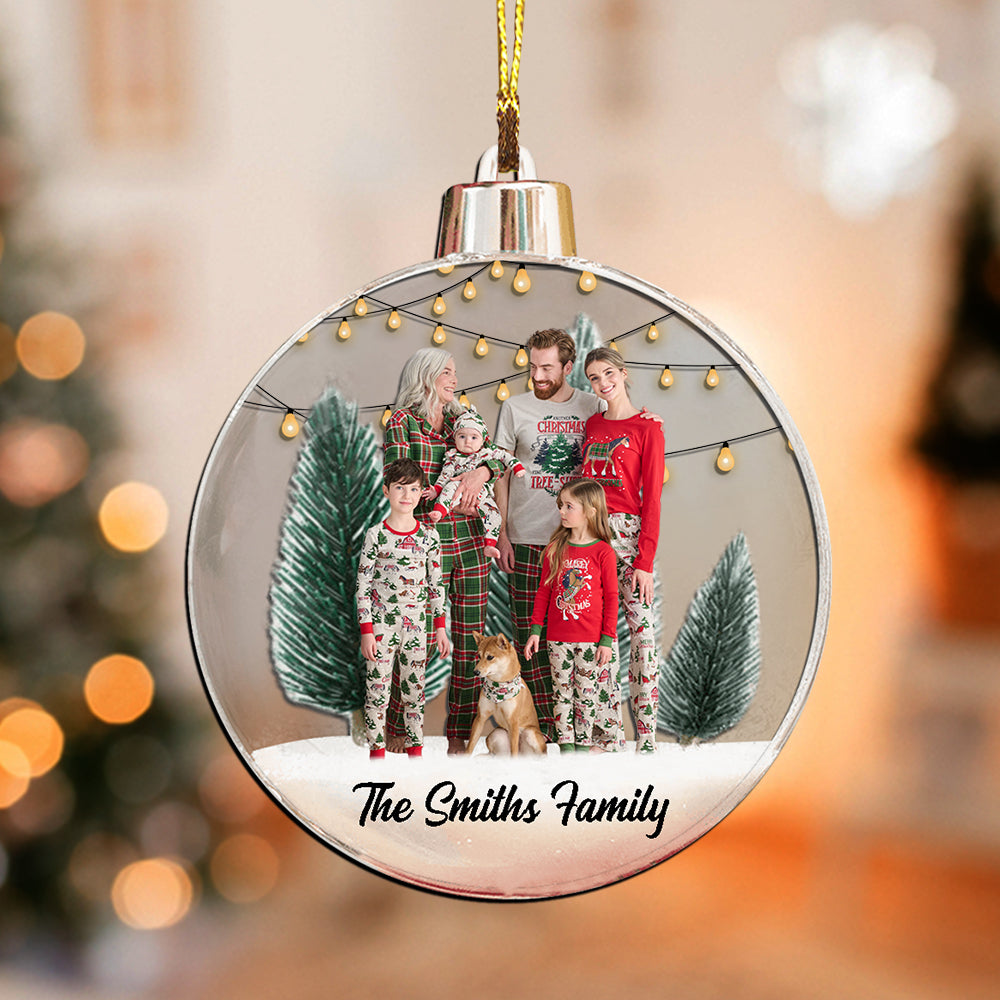 Family MerryChristmas - Custom Photo And Name, Personalized Acrylic Ornament - Gift For Christmas, Gift For Family