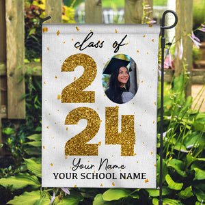 Class Of 2024- Custom Photo, Your Name, School Name Graduation Flag, Gift For Graduation