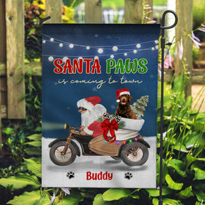 Santa Paws Is Coming To Town - Custom Photo And Name Flag - Christmas Gift, Gift For Family, Gift For Pet Lover