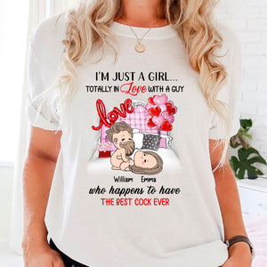 I'm Just A Girl Totally In Love With A Guy - Custom Appearances And Texts - Personalized T-Shirt - Couple Gift