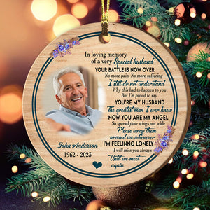 In Loving Memory Of A Special Husband - Custom Photo And Name - Personalized Custom Shaped Wooden Ornament, Memorial Gift, Gift For Family