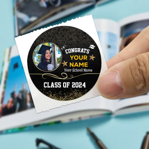 Congrats Graduation Sticker - Custom Photo And Text - Personalized Sticker, Gift For Graduation