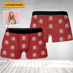 Custom Photo, Personalized Heart Boxer Shorts - Gift For Family, Gift For Couple