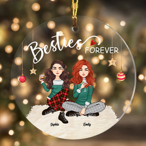 Besties Forever Girls Friendship - Custom Appearances, Quote And Names Christmas Gift - Personalized Acrylic Ornament