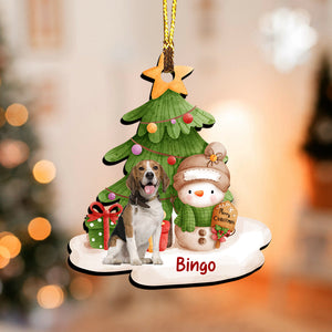 Christmas Tree And Pet - Personalized Photo Custom Shaped Wooden Ornament - Gift For Pet Lover, Christmas Gift