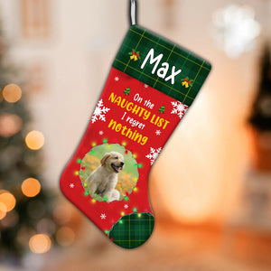 On The Naughty List And I Regret Nothing - Personalized Christmas Socks Decoration - Custom Photo Gift, Christmas Gift