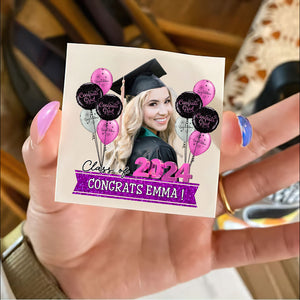 Congrats Grad Class Of 2024 Flowers, Custom Color And Name Temporary Tattoo, Personalized Grad Party Tattoo, Fake Tattoo, Graduation Gift